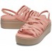 Женские  розовые босоножки CROCS Women's  Brooklyn Strappy Low Wedge