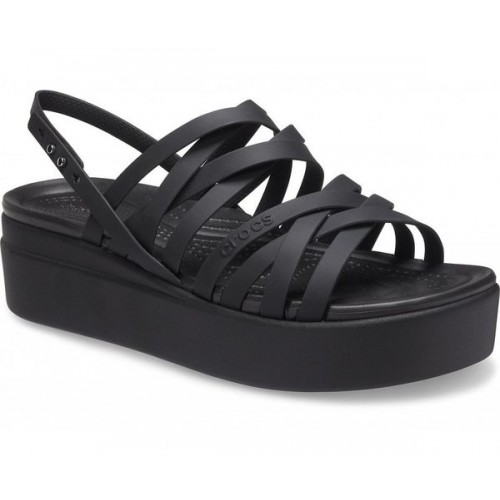 Женские  черные босоножки CROCS Women's  Brooklyn Strappy Low Wedge