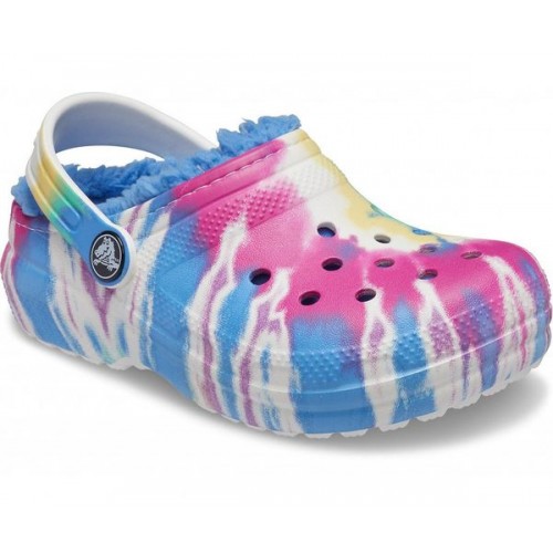 Детские  черные утепленные сабо CROCS Kids' Classic Lined Tie-Dye Graphic Clog