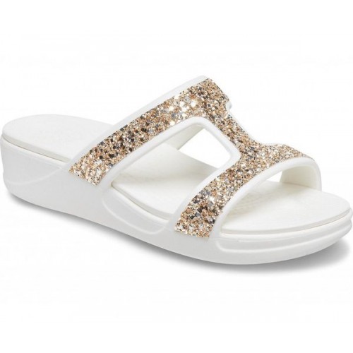 Женские  разноцветные шлепанцы CROCS Women's Monterey Glitter SlipOn Wedge