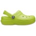 Детские  салатовые утепленные сабо CROCS Kids’ Classic Lined Clog