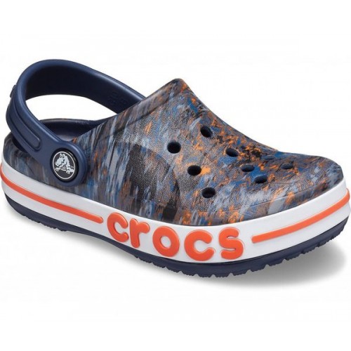 Детские  темно-синие сабо CROCS Kids' Bayaband Seasonal Printed Clog