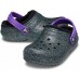 Черные утепленные сабо для девочек CROCS Classic Glitter Lined Clog K