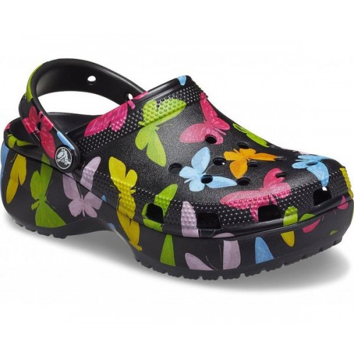 Женские  черные сабо CROCS Women's Classic Platform Graphic Clog