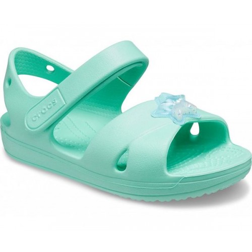 Мятные сандалии для девочек CROCS Toddler Classic Cross-Strap Charm Sandal