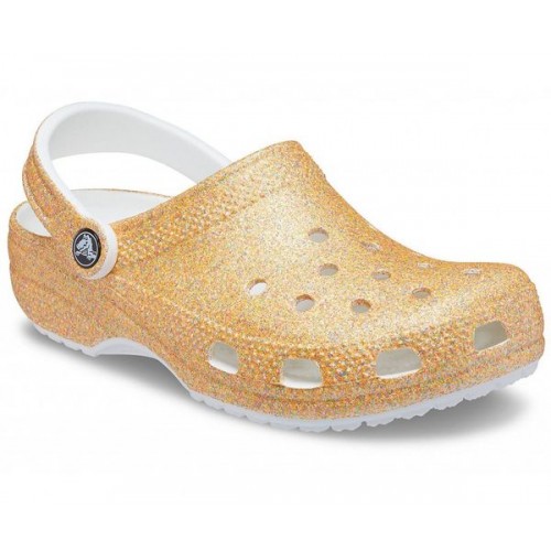 Женские  оранжевые сабо CROCS Classic Glitter Clog