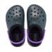 Черные утепленные сабо для девочек CROCS Classic Glitter Lined Clog K