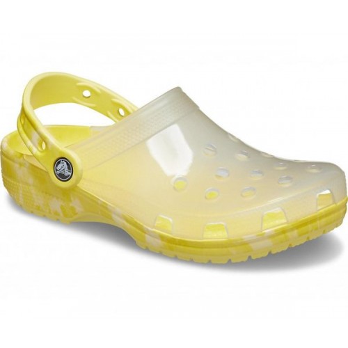 Желтые сабо CROCS Classic Translucent Bleach Dye Clog