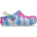 Детские  черные утепленные сабо CROCS Kids' Classic Lined Tie-Dye Graphic Clog