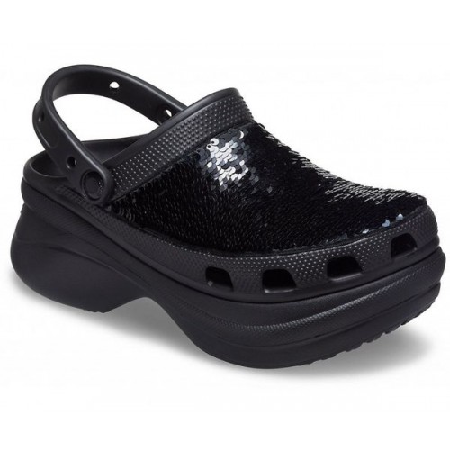 Женские  черные сабо CROCS  Classic Bae Sequin Clog