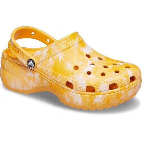 Женские  оранжевые сабо CROCS Women's Classic Platform Graphic Clog