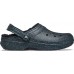 Женские  черные утепленные сабо CROCS Classic Glitter Lined Clog