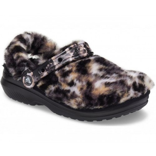 Черные сабо CROCS Classic Fur Sure