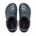 Женские  черные утепленные сабо CROCS Classic Glitter Lined Clog