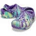 Детские  фиолетовые утепленные сабо CROCS Kids' Classic Lined Marbled Clog