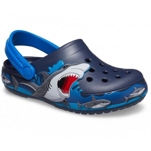 Темно-синие сабо для мальчиков CROCS Kids'  Fun Lab Shark Lights Clog