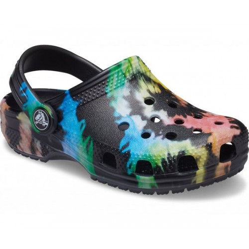 Детские  черные сабо CROCS Kids’ Classic Tie-Dye Graphic Clog