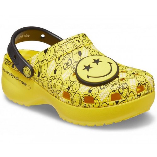 Женские  разноцветные сабо CROCS Women's Classic Platform Smiley Clog