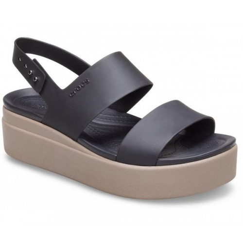 Женские  черные босоножки CROCS Women’s  Brooklyn Low Wedge