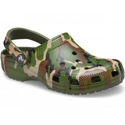 Сабо цвета хаки  CROCS Classic Printed Camo Clog