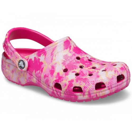 Розовые сабо CROCS Classic Bleach Dye Clog