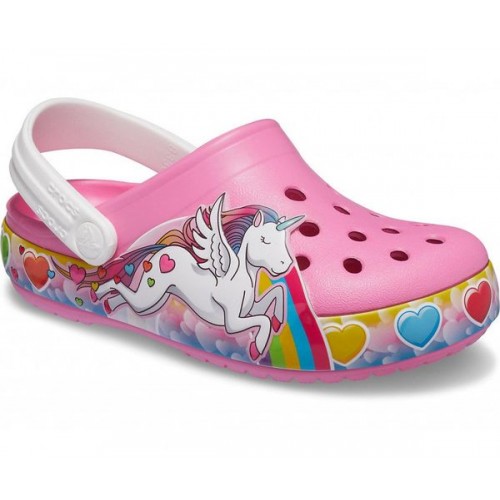 Розовые сабо для девочек CROCS Kids'  Fun Lab Unicorn Lights Clog