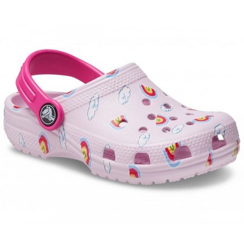 Детские  бледно-розовые сабо CROCS Kids' Classic Toddler Printed Clog