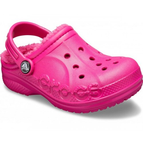 Детские  розовые утепленные сабо CROCS Kids’ Baya Lined Clog