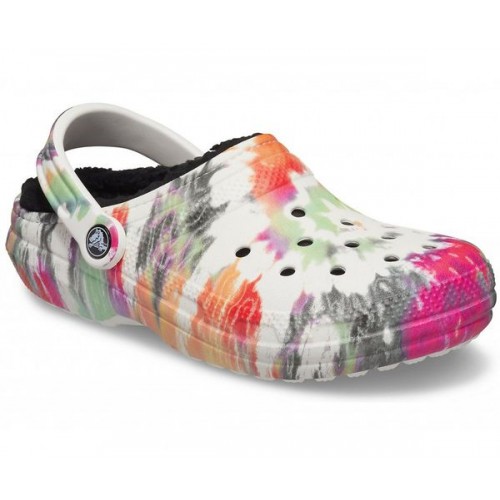 Черные утепленные сабо CROCS Classic Lined Tie Dye Clog